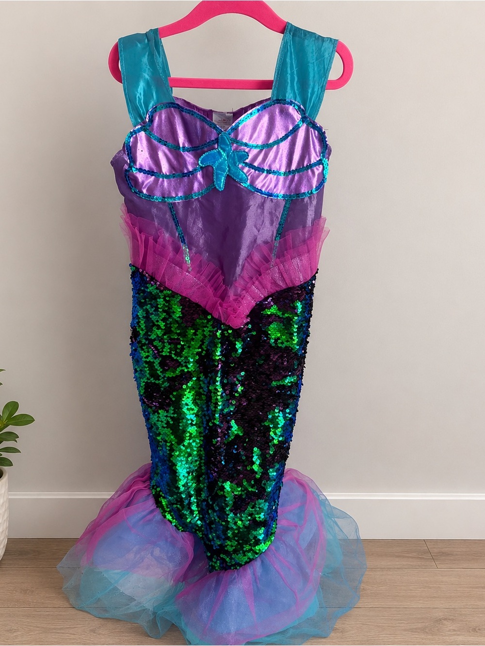 Disney Girls Mermaid Costume in Purple, Teal, Pink & Green